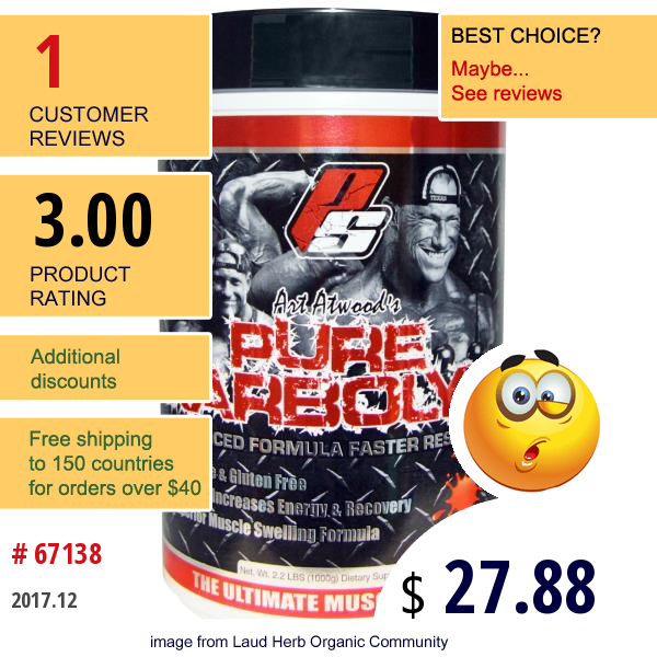 Prosupps, Art Atwoods Pure Karbolyn, Fruit Punch, 2.2 Lbs (1000 G)  