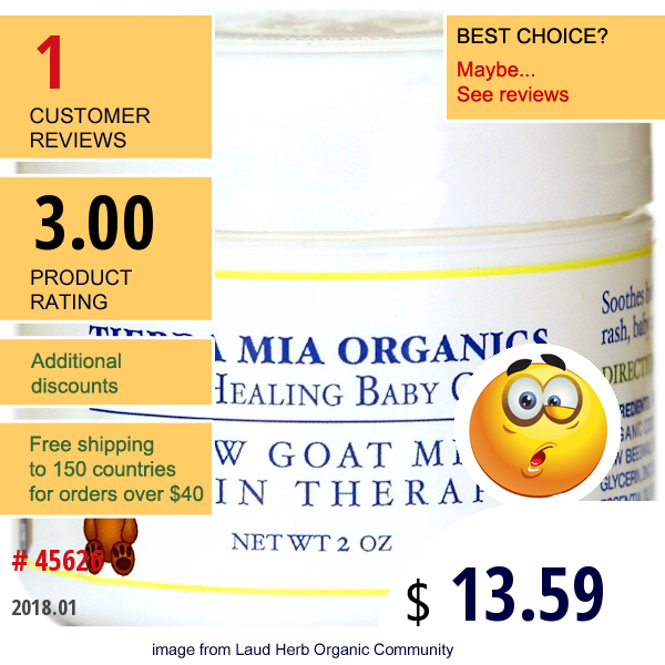 Tierra Mia Organics, Gentle Healing Baby Cream, Raw Goat Milk Skin Therapy, 2 Oz  