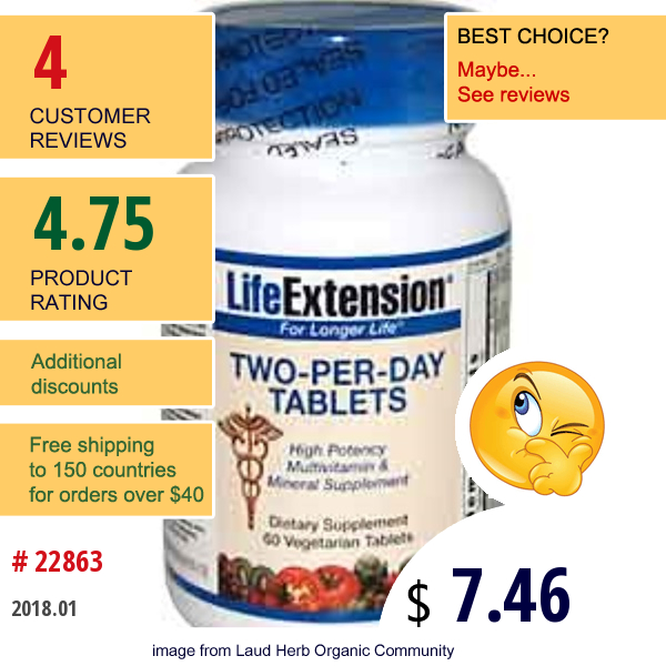 Life Extension, Two-Per-Day Tablets, 60 Veggie Tabs  