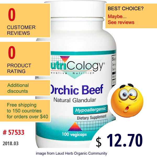 Nutricology, Orchic Beef, Natural Glandular, 100 Veggie Caps  