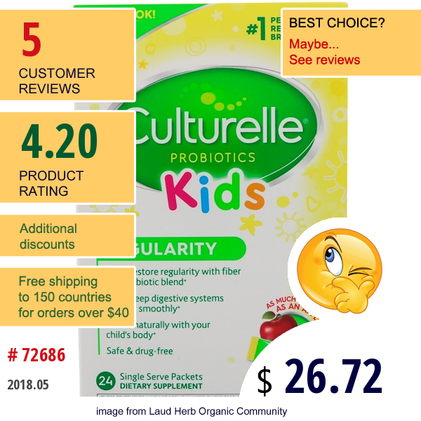 Culturelle, Probiotics, Kids, Regularity, 24 Single Serve Packets