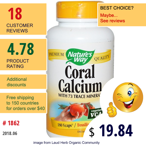 Natures Way, Coral Calcium, 180 Veggie Caps