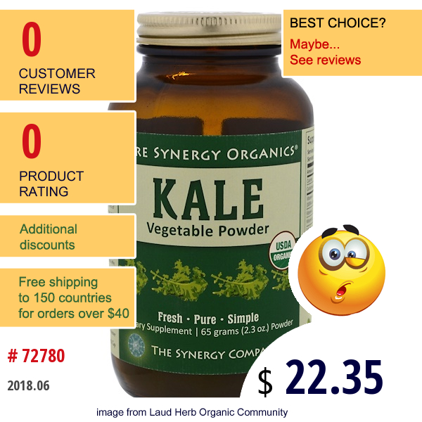 The Synergy Company, Kale Vegetable Powder, 2.3 Oz (65 G)  