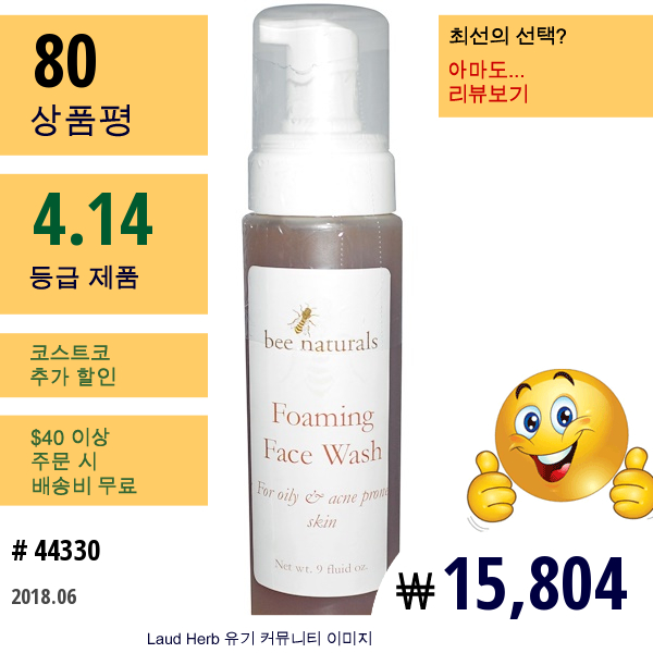 Bee Naturals, 포밍 페이스 워시, 9 액량 온스  