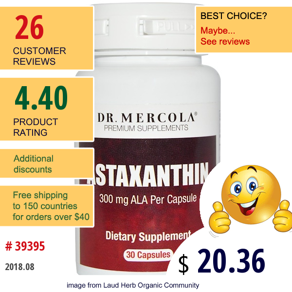 Dr. Mercola, Astaxanthin, 30 Capsules