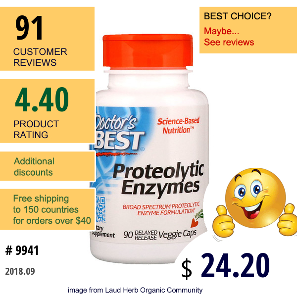 Doctors Best, Proteolytic Enzymes, 90 Delayed Release Veggie Caps