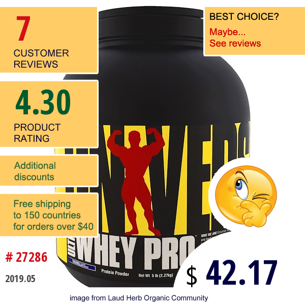 Universal Nutrition, Ultra Whey Pro, Protein Powder, Vanilla Ice Cream, 5 Lbs (2.27 Kg)