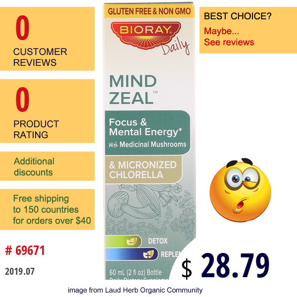 Bioray , Mind Zeal, Focus & Mental Energy, Alcohol Free, 2 Fl Oz (60 Ml) Bioray , Mind Zeal, Focus & Mental Energy, Alcohol Free, 2 Fl Oz (60 Ml)