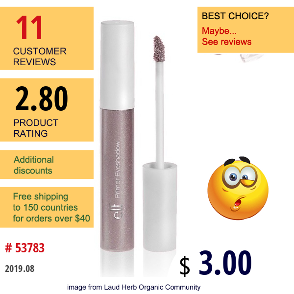 E.l.f. Cosmetics, Primer Eyeshadow, Misty Mauve, 0.2 Fl Oz (6.0 Ml)  
