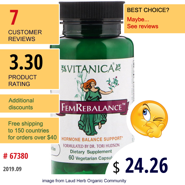 Vitanica, Fem Rebalance, 60 Vegetarian Capsules  