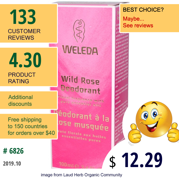 Weleda, Wild Rose Deodorant, 3.4 Fl Oz (100 Ml)  