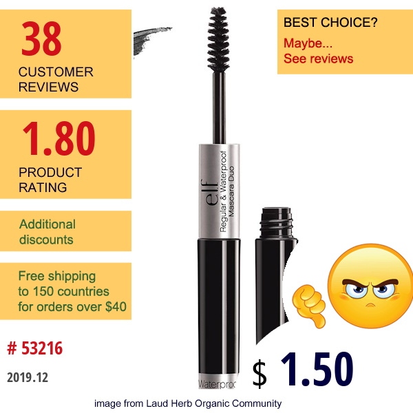 E.l.f., Regular & Waterproof Mascara Duo, Black, 0.08 Fl Oz (2.5 Ml)  