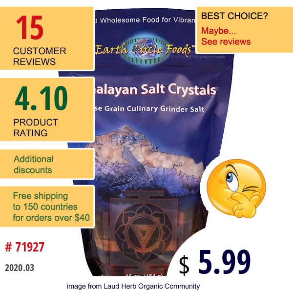 Earth Circle Organics, Himalayan Salt Crystals, 16 Oz (454 G)  