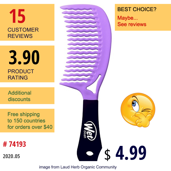 Wet Brush, Detangle Comb, Purple , 1 Comb  