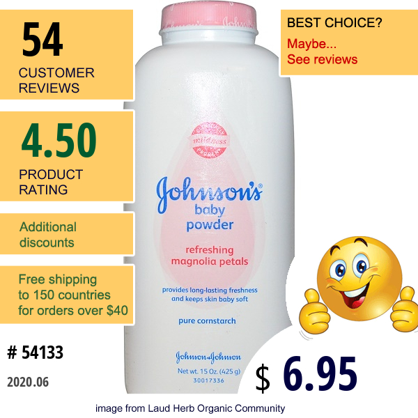 Johnson & Johnson, Baby Powder, Refreshing Magnolia Petals, 15 Oz (425 G)  