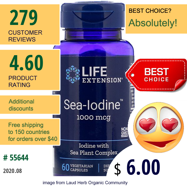 Life Extension, Sea-Iodine, 1,000 Mcg, 60 Vegetarian Capsules