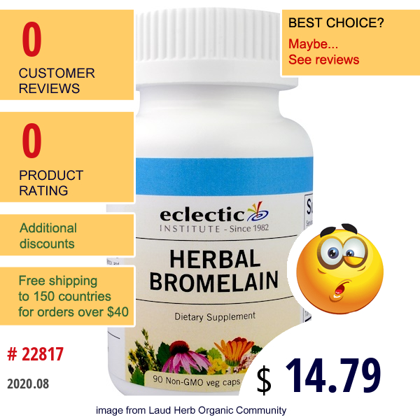 Eclectic Institute, Herbal Bromelain, 300 Mg, 90 Veggie Caps  