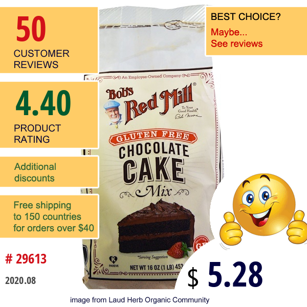 Bob'S Red Mill, Chocolate Cake Mix, Gluten Free, 16 Oz (453 G)  