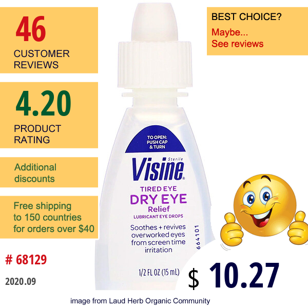 Visine, Tired Eye Dry Eye Relief, Sterile, 1/2 Fl Oz (15 Ml)  