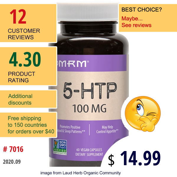 Mrm, 5-Htp, 100 Mg, 60 Vegan Capsules  