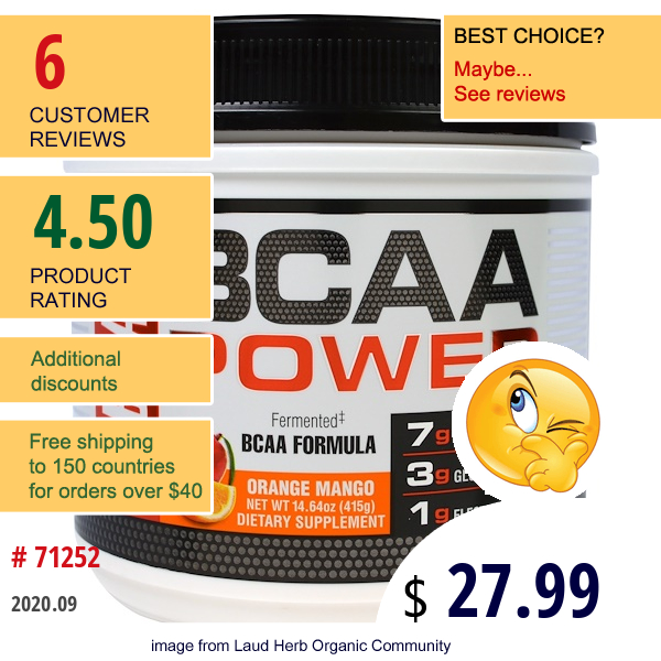 Labrada Nutrition, Bcaa Power, Orange Mango, 14.64 Oz (415 G)  