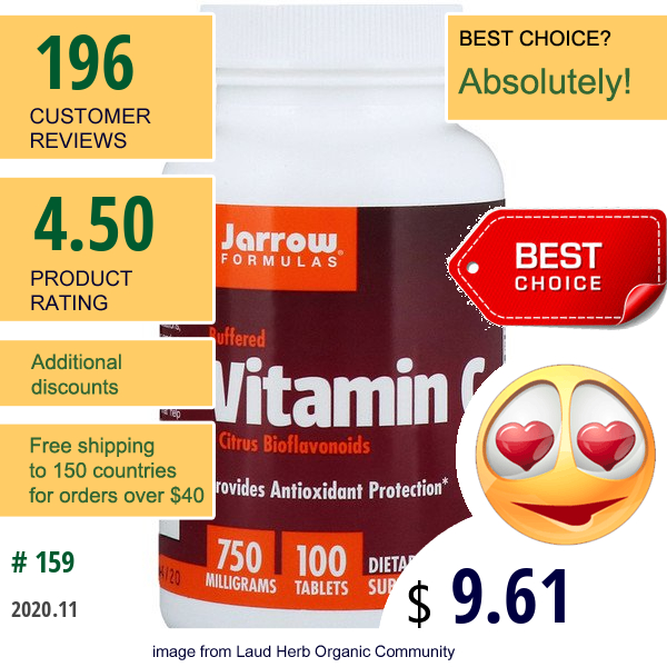 Jarrow Formulas, Vitamin C, 750 Mg, 100  Tablets