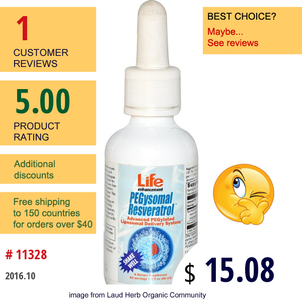 Life Enhancement, Pegysomal Resveratrol, 2 Fl Oz (60 Ml)  