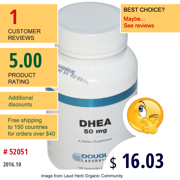 Douglas Laboratories, Dhea, 50 Mg, 100 Veggie Caps  