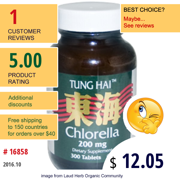 Life Time, Tung Hai, Chlorella, 200 Mg, 300 Tablets  