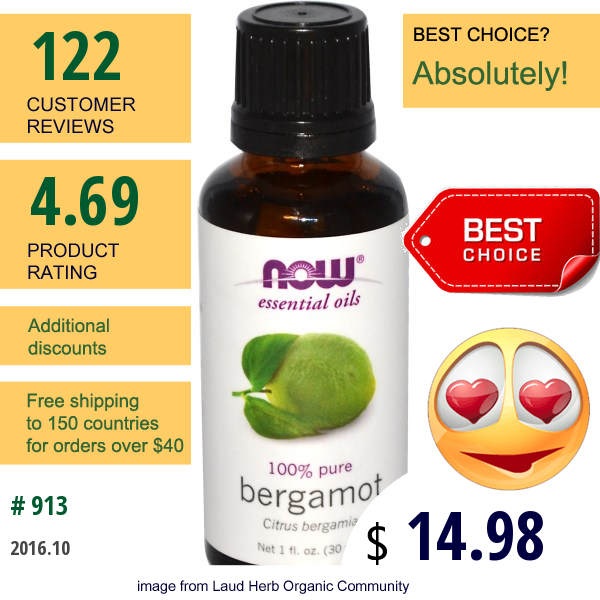 Now Foods, Essential Oils, Bergamot, 1 Fl Oz (30 Ml)