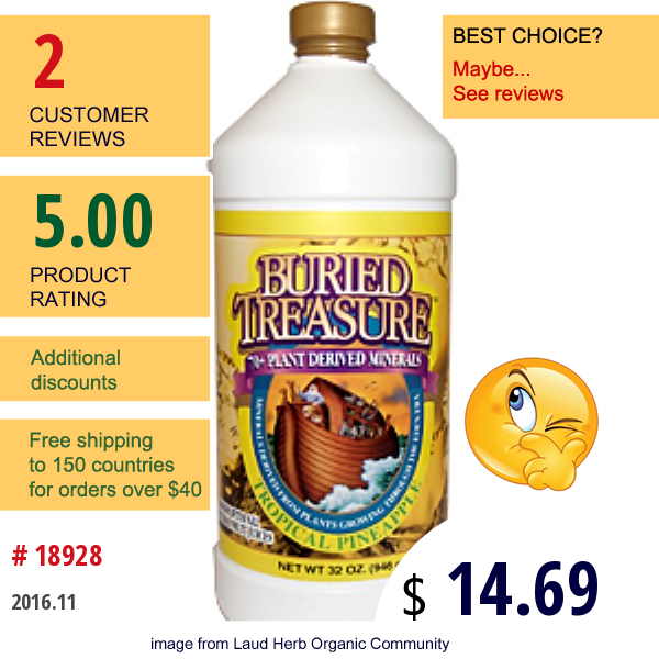 Buried Treasure, 70+ Plant Derived Minerals, Tropical Pineapple, 32 Oz (946) Ml  