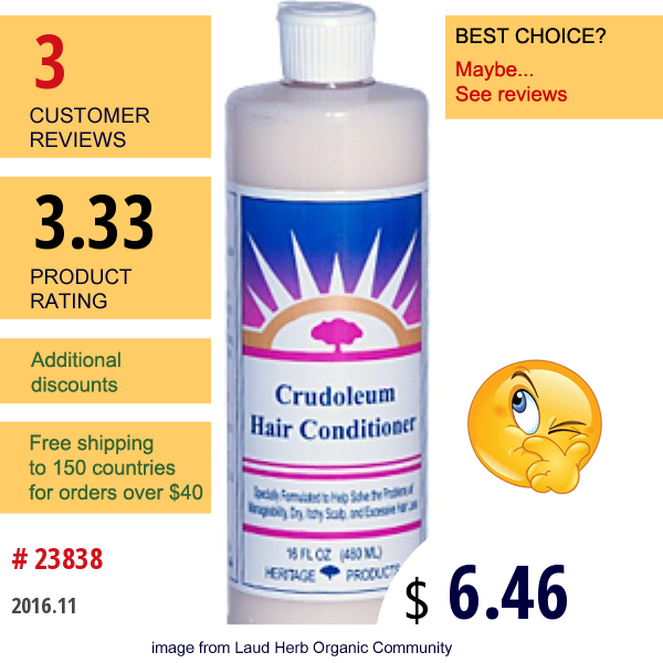 Heritage Products, Crudoleum Hair Conditioner, 16 Fl Oz (480 Ml)  