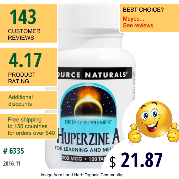 Source Naturals, Huperzine A, 200 Mcg, 120 Tablets