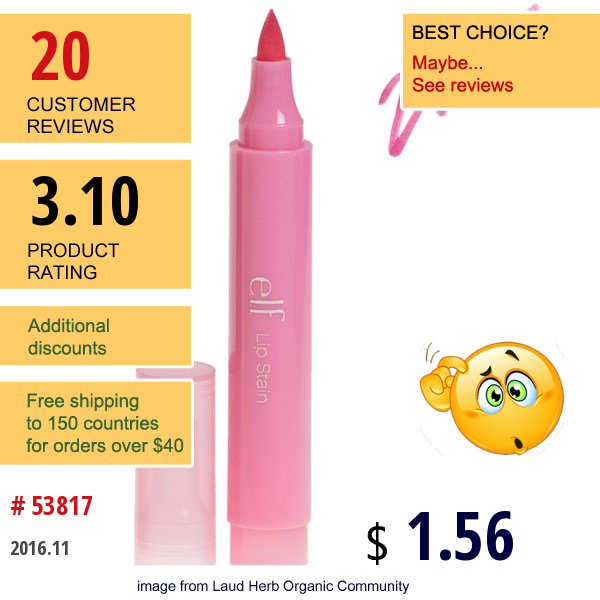 E.l.f. Cosmetics, Lip Stain, Pink Petal, 0.078 Oz (2.2 G)  