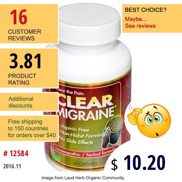 Clear Products, Clear Migraine, 60 Capsules