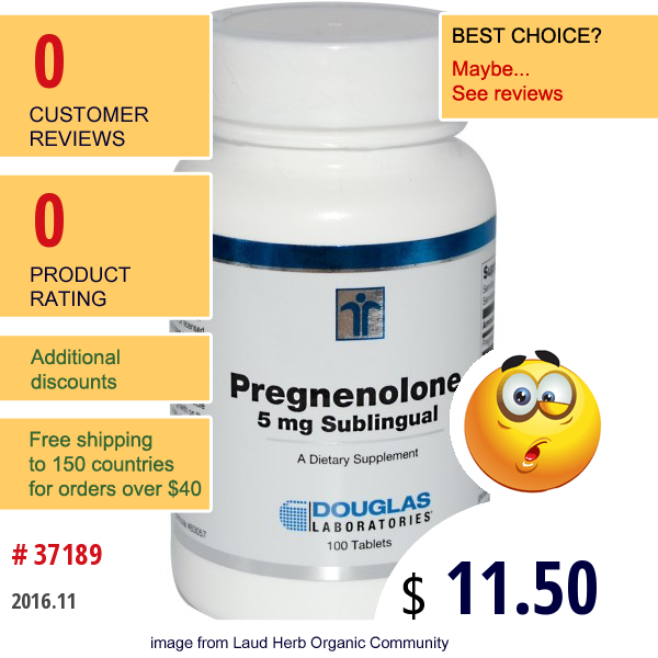 Douglas Laboratories, Pregnenolone Sublingual, 5 Mg, 100 Tablets Douglas Laboratories, Pregnenolone Sublingual, 5 Mg, 100 Tablets