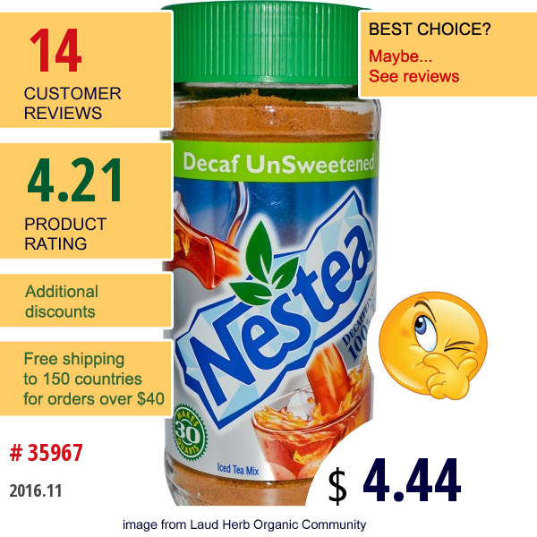 Nestea, Decaf Iced Tea Mix, Unsweetened, 3 Oz (85 G)  