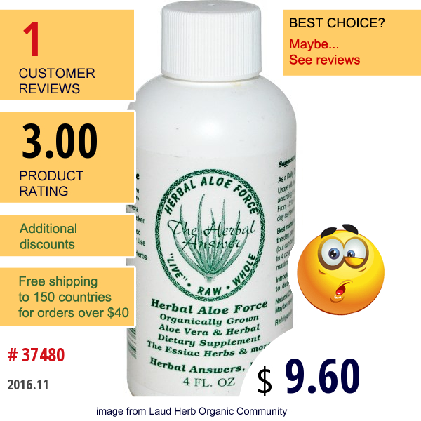 Herbal Answers, Inc, Herbal Aloe Force, 4 Fl Oz