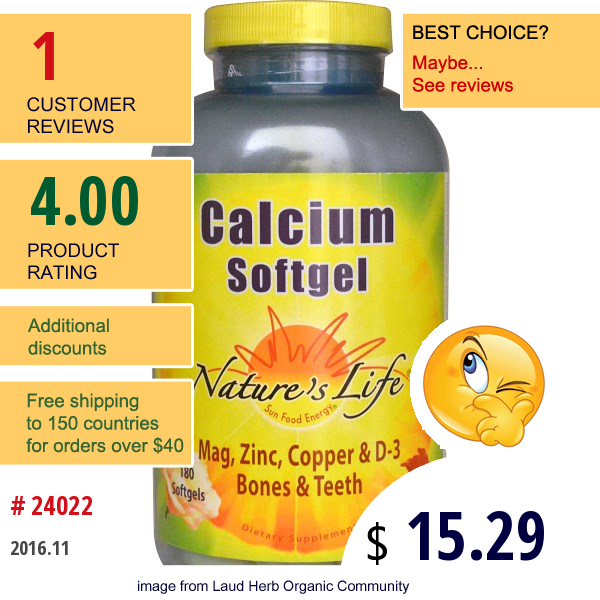 Natures Life, Calcium Softgel, 180 Softgels