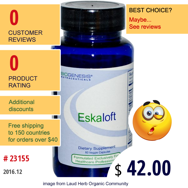Bio-Genesis Nutraceuticals, Eskaloft, 60 Veggie Caps Bio-Genesis Nutraceuticals, Eskaloft, 60 Veggie Caps