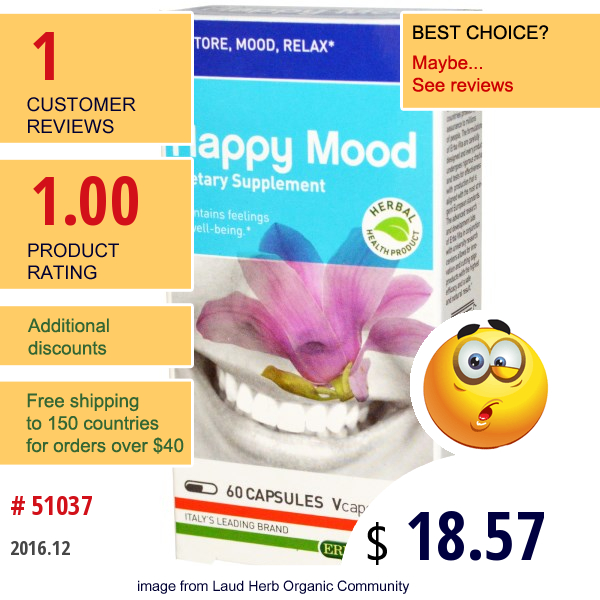 Erba Vita, Happy Mood, 60 Capsules  