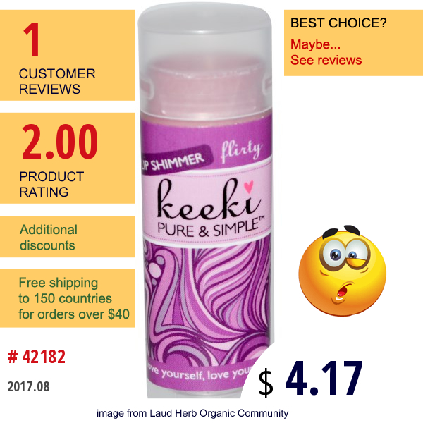 Keeki Pure & Simple, Lip Shimmer, Flirty, 0.15 Oz  