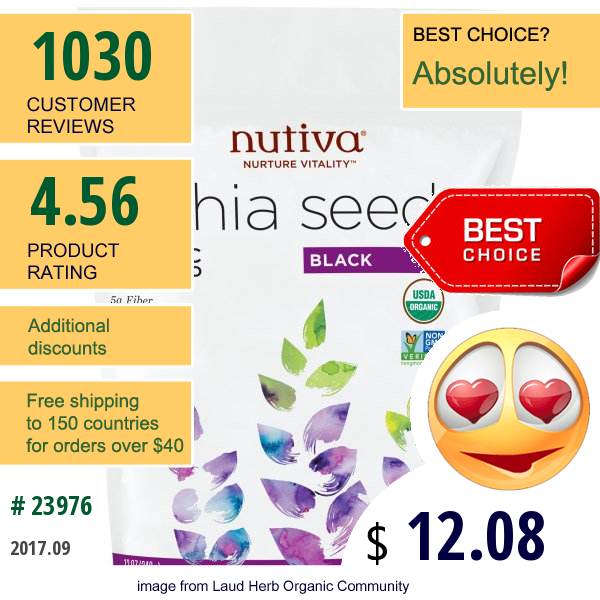 Nutiva, Organic Chia Seed, Black, 12 Oz (340 G)