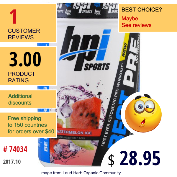 Bpi Sports, Best Pre Workout, Watermelon Ice, 11.11 Oz (315 G)