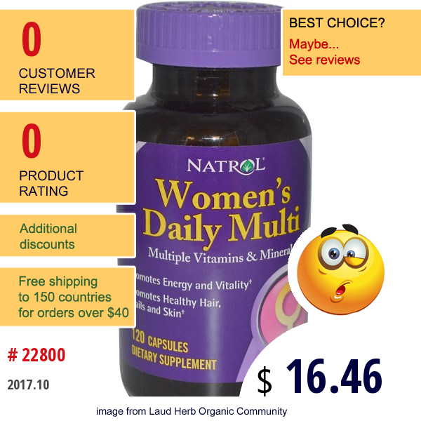 Natrol, Womens Daily Multi, Multiple Vitamins & Minerals, 120 Capsules  