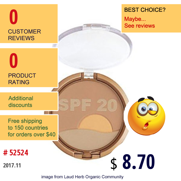 Physicians Formula, Inc., Solar Powder, Spf 20, Face Powder, Bronzer, 0.3 Oz (9 G)  