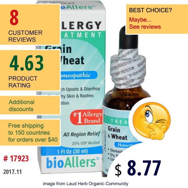 Natrabio, Bioallers, Grain & Wheat, Allergy Treatment, 1 Fl Oz (30 Ml)