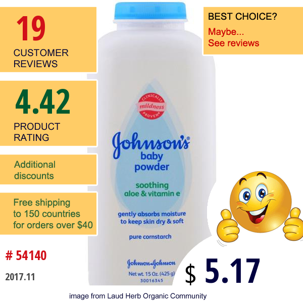 Johnsons Baby, Baby Powder, Soothing Aloe & Vitamin E, 15 Oz (425 G)