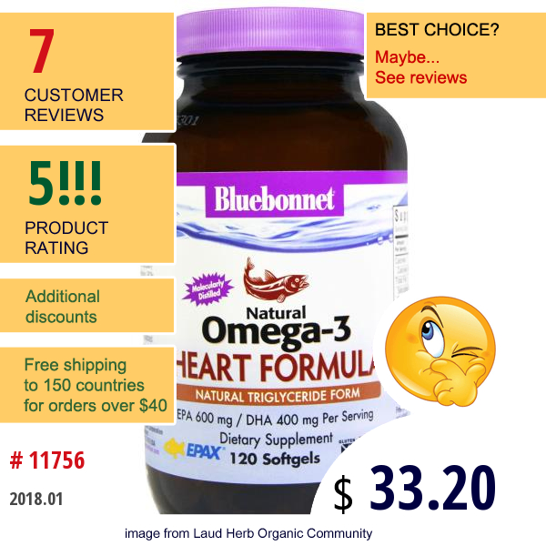 Bluebonnet Nutrition, Natural Omega-3 Heart Formula, 120 Softgels