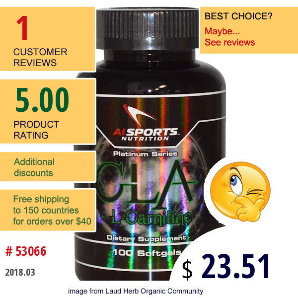 Ai Sports Nutrition, Cla + L-Carnitine, 100 Softgels  